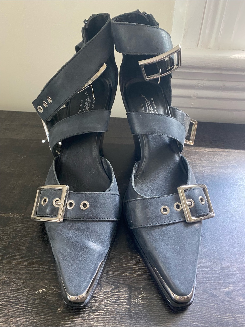 Jeffrey Campbell x Free PeopleBlack Pointed Buckle Strap Women's Heels